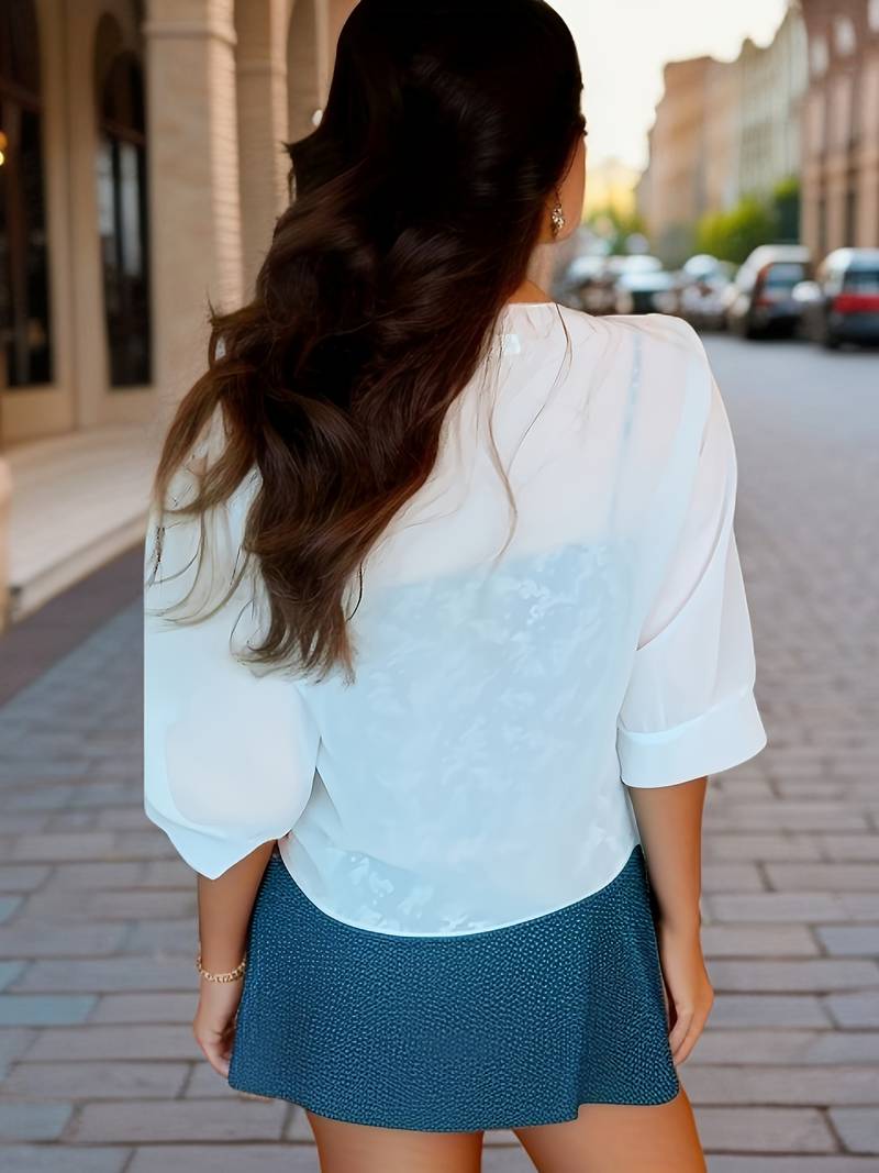 Lightweight Tie-Front Open Blouse