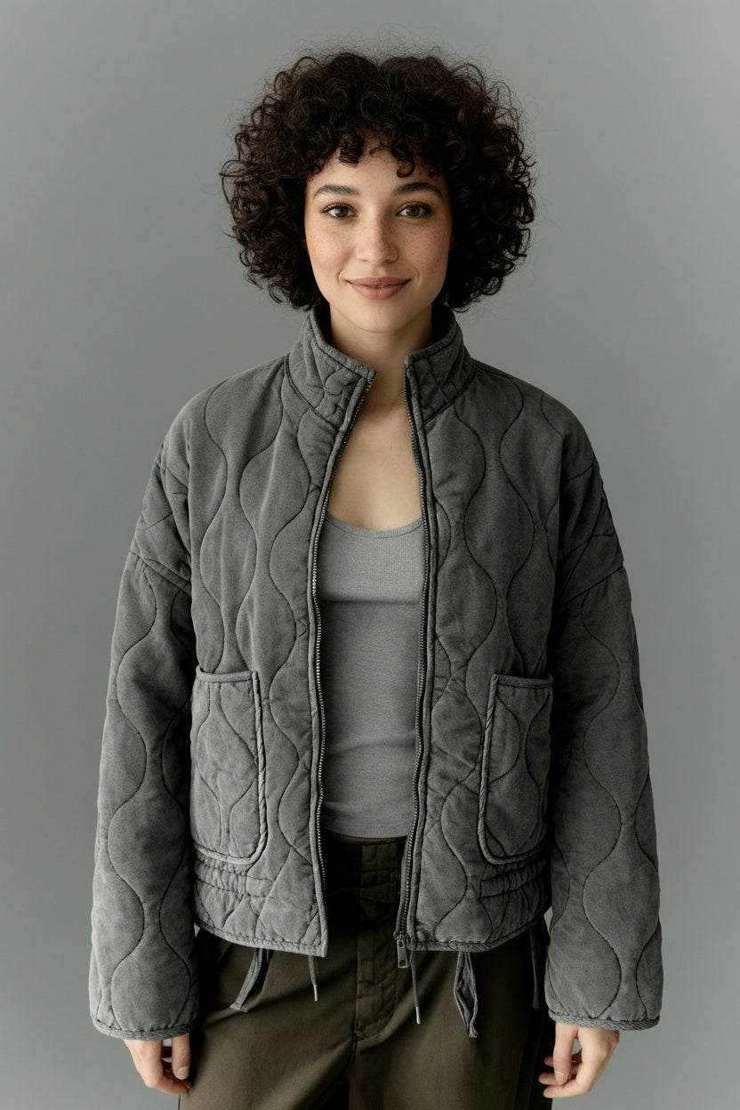 High-Collar Quilted Warm Padded Jacket
