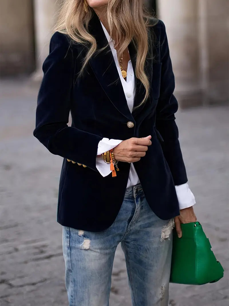 Elegant Velvet Tailored Evening Blazer