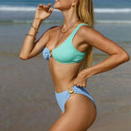 Asymmetrical Women's Bikini with Textured Finish and Ring