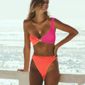 Asymmetrical Women's Bikini with Textured Finish and Ring