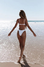 Women's Ribbed Push-Up Bikini with Thin Straps