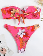 Women's Bandeau Bikini With Elegant Floral Details