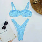 Women's Ruffled Bikini with Patterns and Matching Bottoms