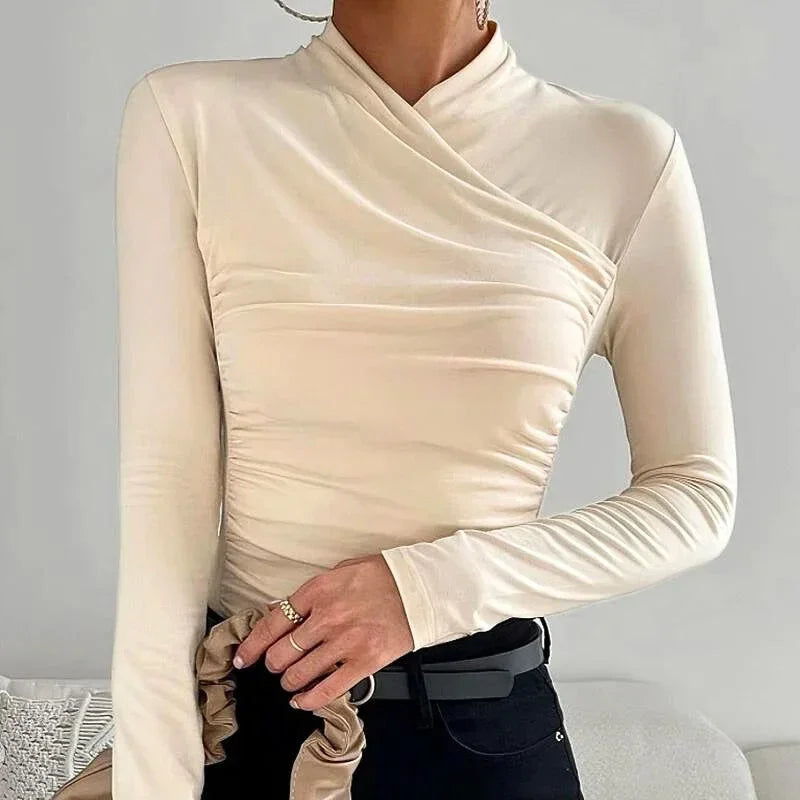 Asymmetrical Fitted Long Sleeve Top for Women