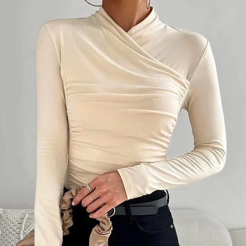 Asymmetrical Fitted Long Sleeve Top for Women