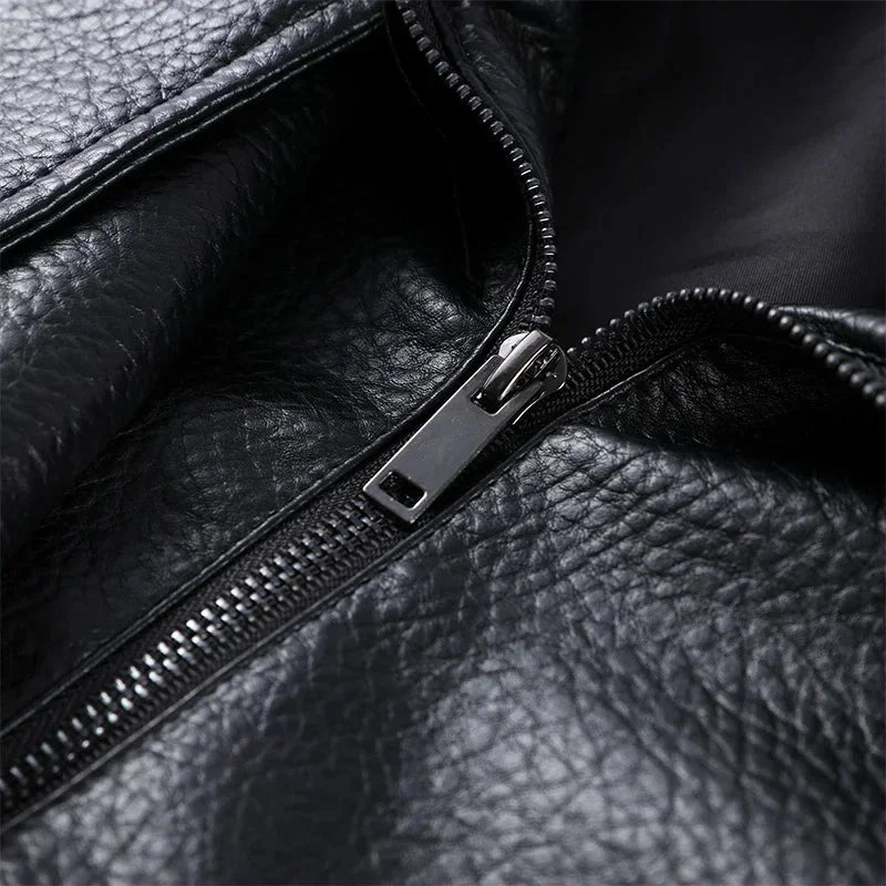 Black Faux Leather Zip Jacket