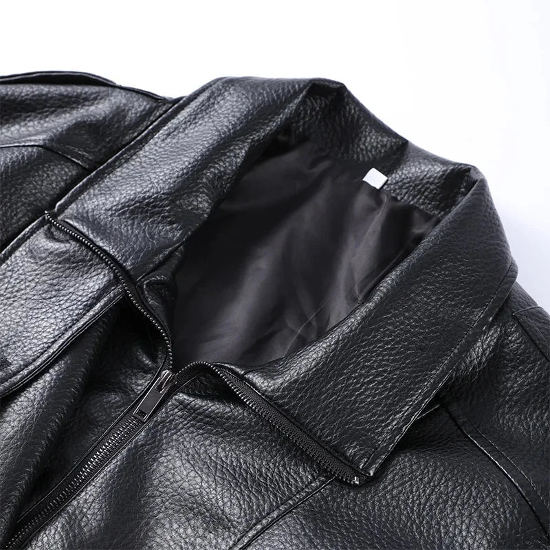 Black Faux Leather Zip Jacket