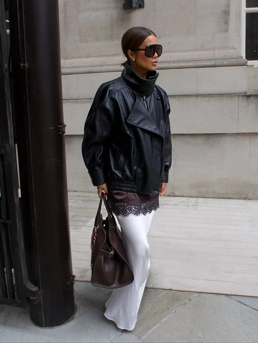 Black Faux Leather Zip Jacket