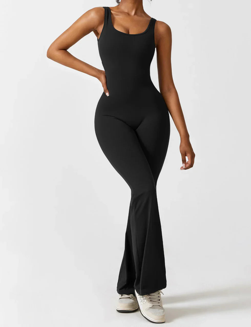 Women’s Flare-Leg Jumpsuit – V-Back Sleeveless