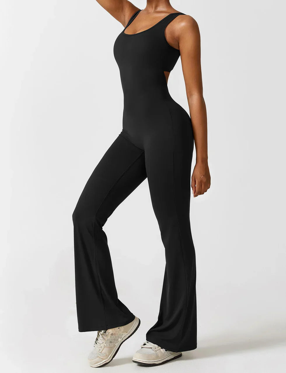 Women’s Flare-Leg Jumpsuit – V-Back Sleeveless