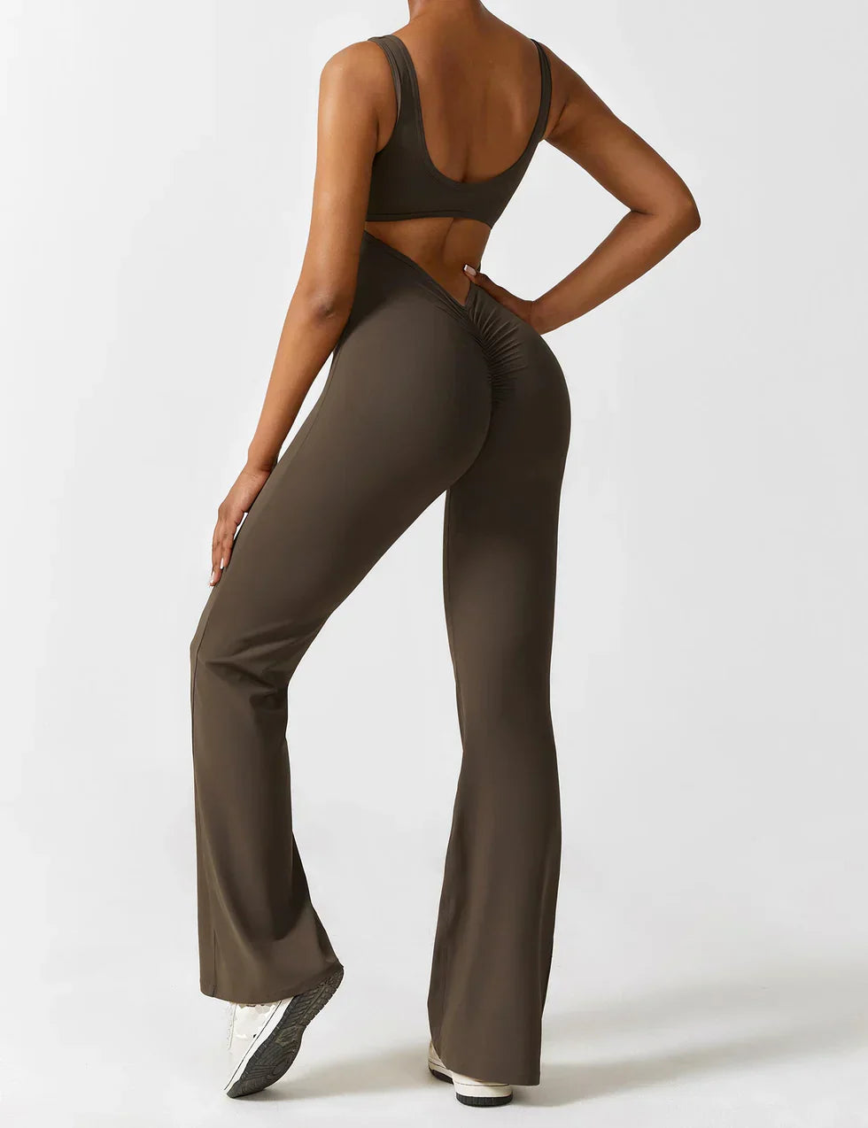 Women’s Flare-Leg Jumpsuit – V-Back Sleeveless