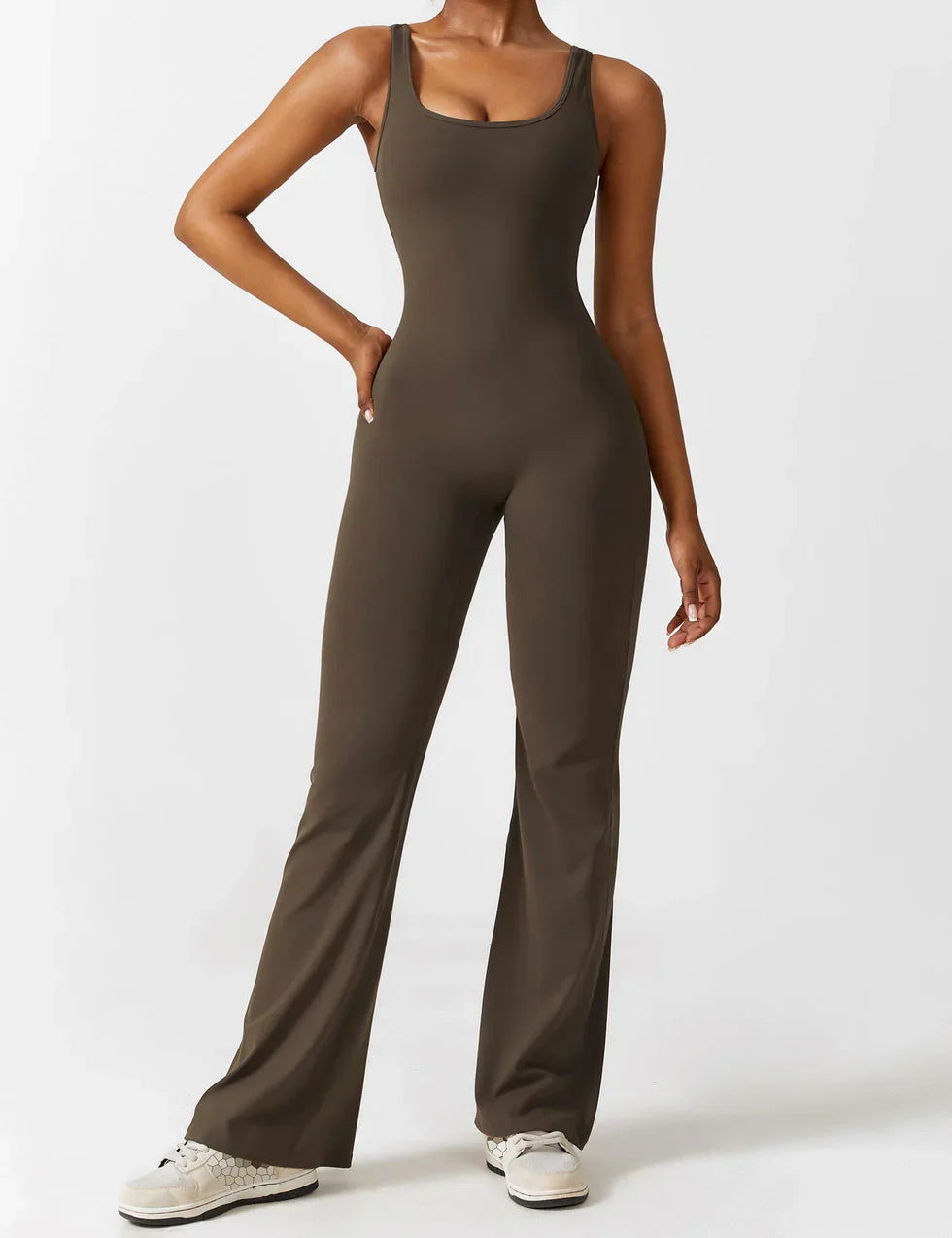 Women’s Flare-Leg Jumpsuit – V-Back Sleeveless
