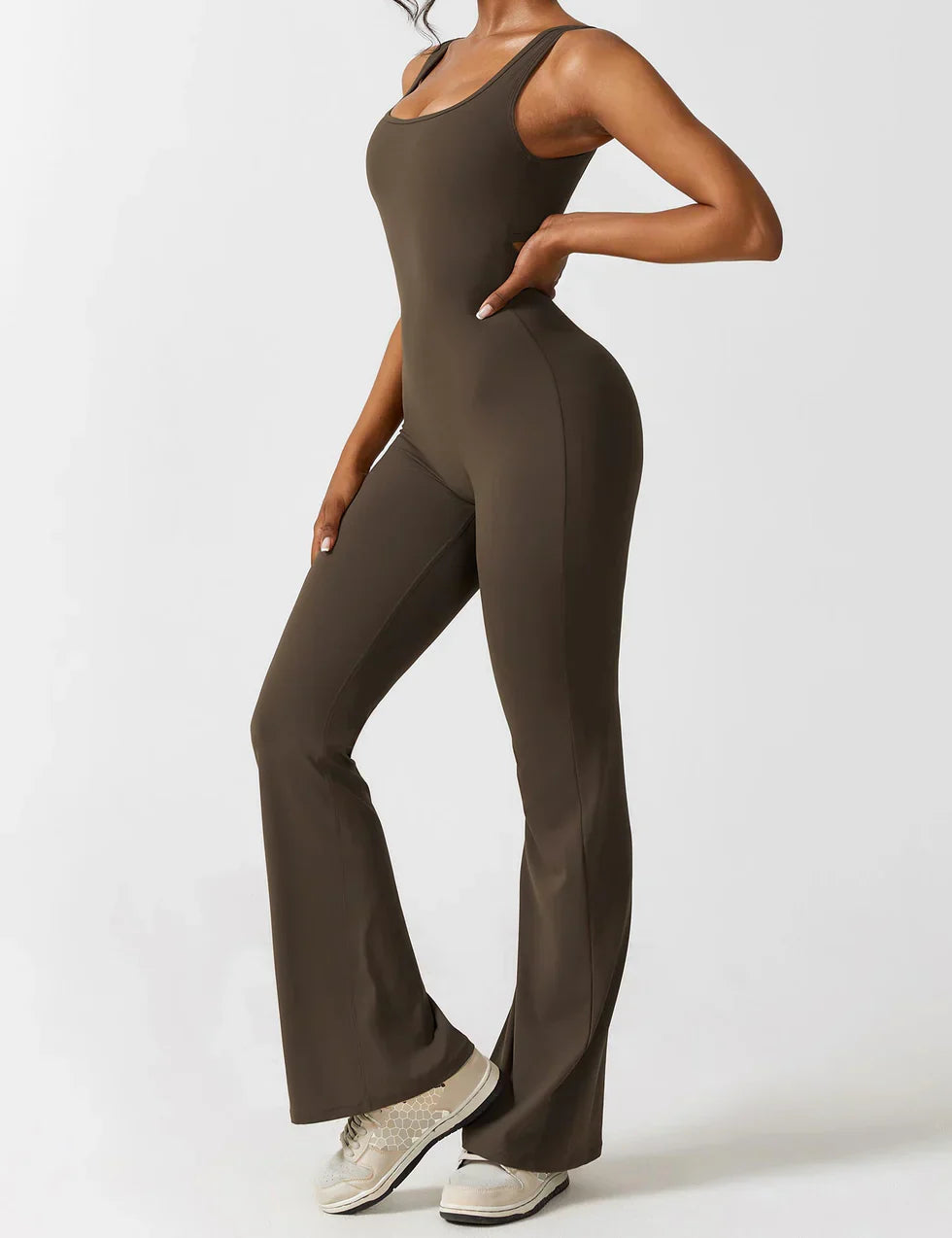 Women’s Flare-Leg Jumpsuit – V-Back Sleeveless