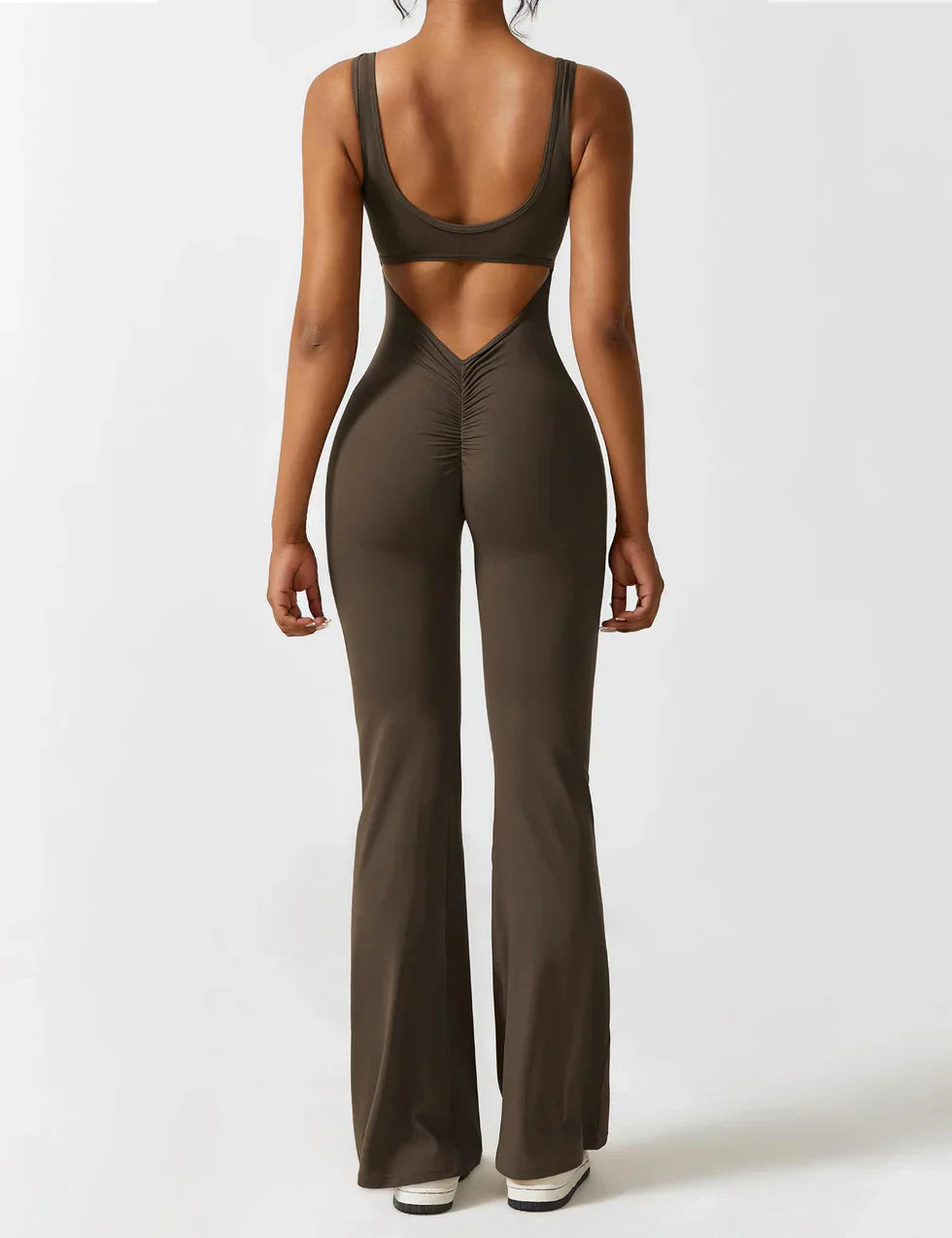 Women’s Flare-Leg Jumpsuit – V-Back Sleeveless