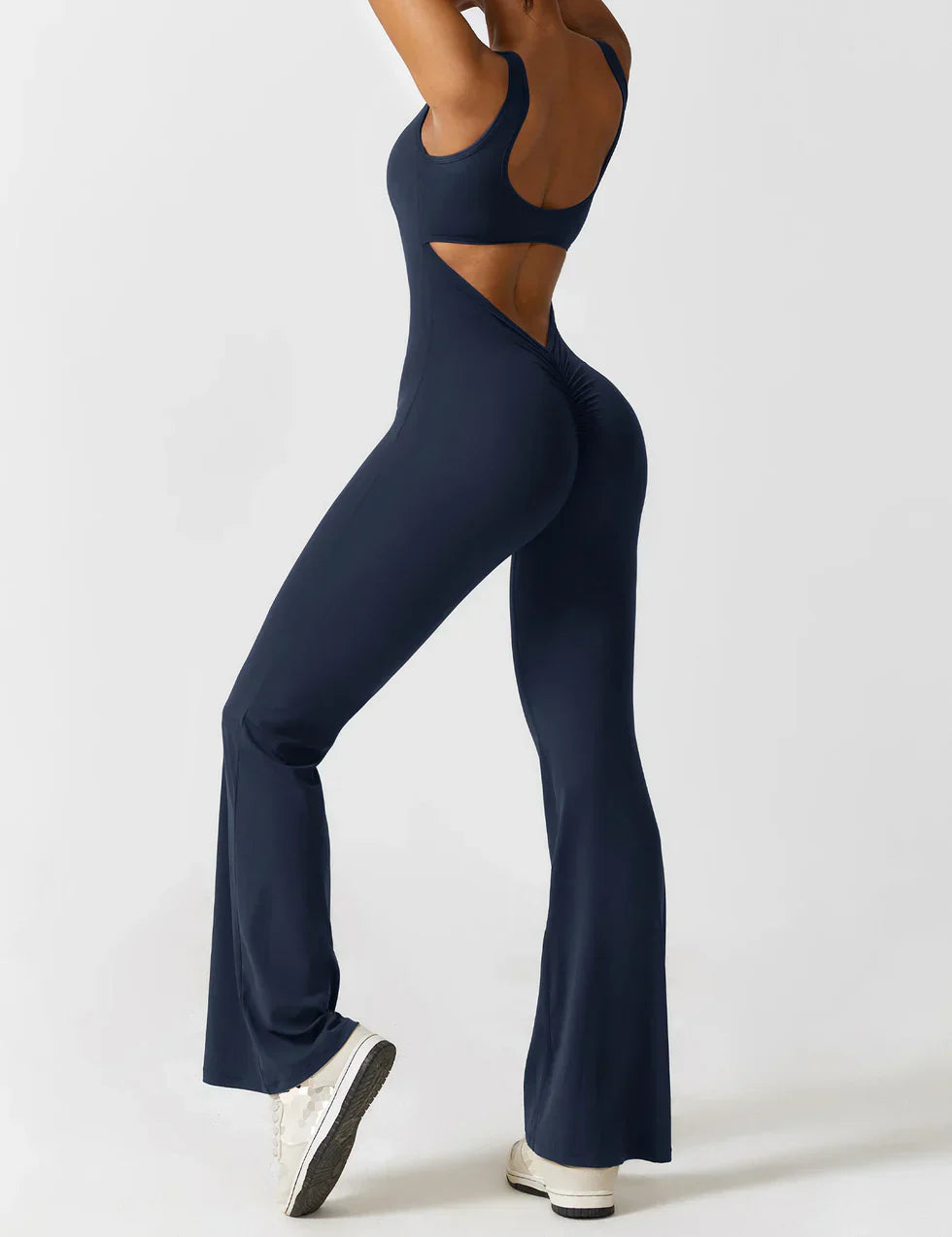 Women’s Flare-Leg Jumpsuit – V-Back Sleeveless