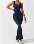 Women’s Flare-Leg Jumpsuit – V-Back Sleeveless