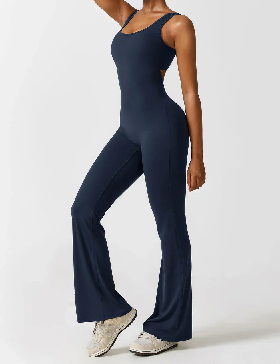 Women’s Flare-Leg Jumpsuit – V-Back Sleeveless