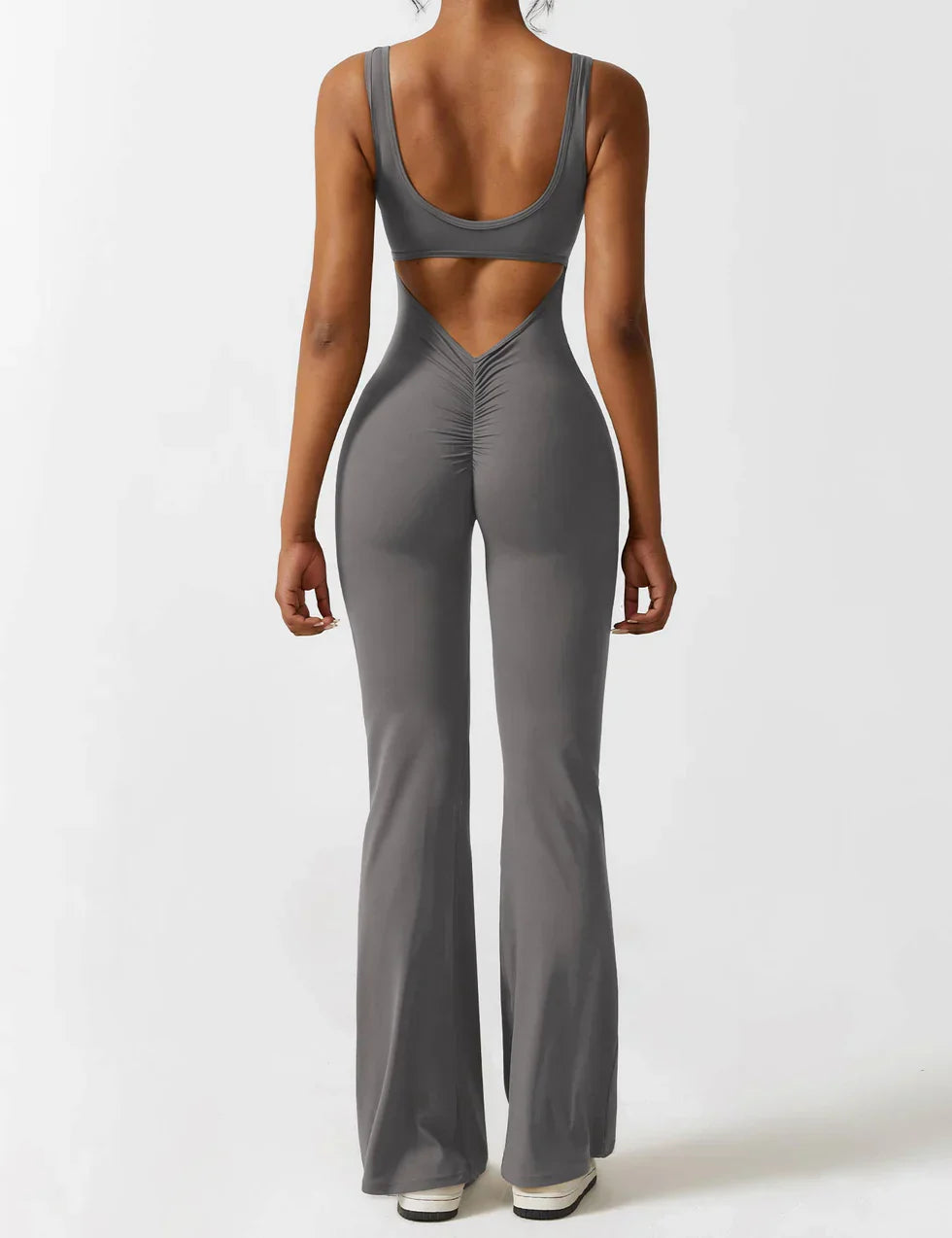 Women’s Flare-Leg Jumpsuit – V-Back Sleeveless