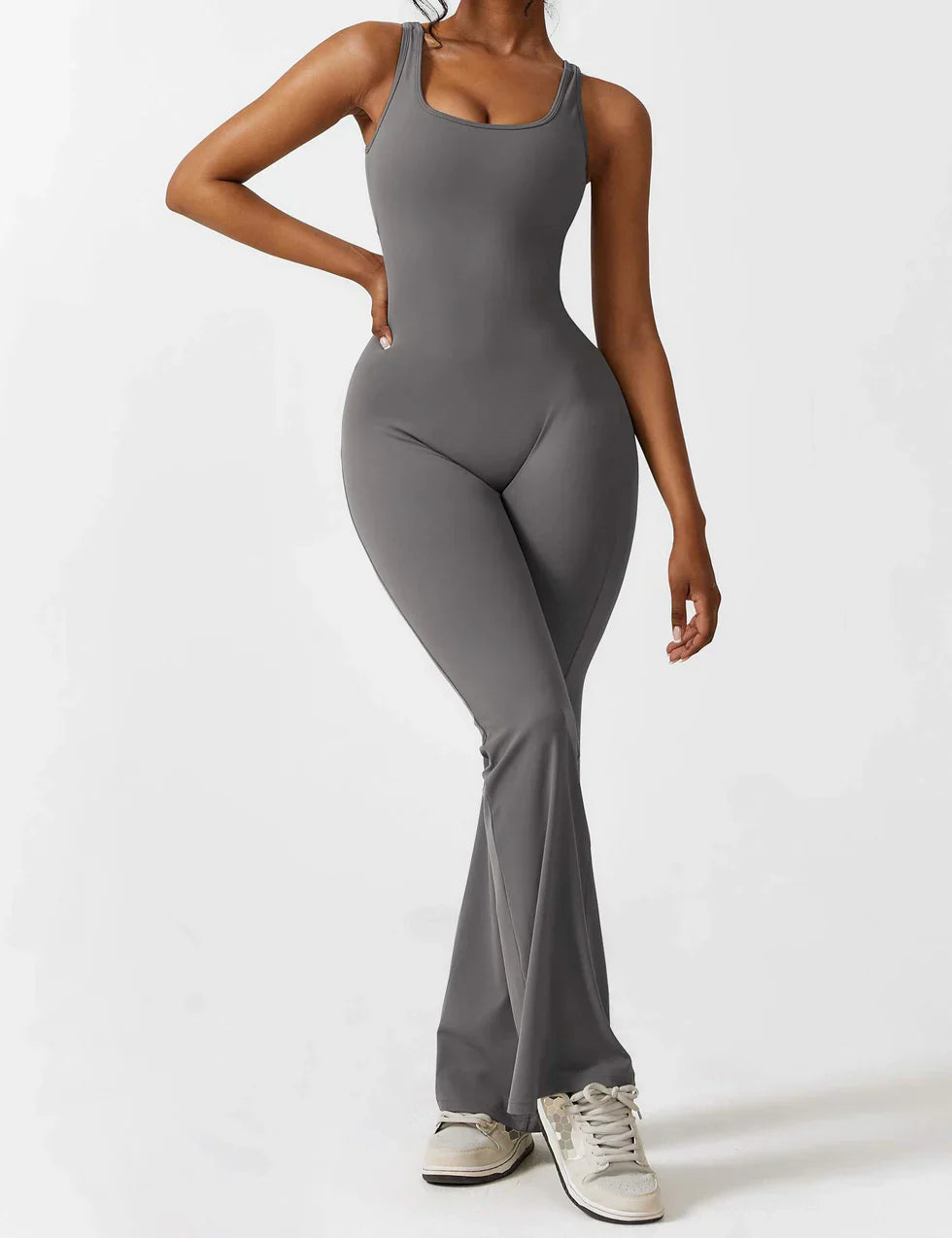 Women’s Flare-Leg Jumpsuit – V-Back Sleeveless