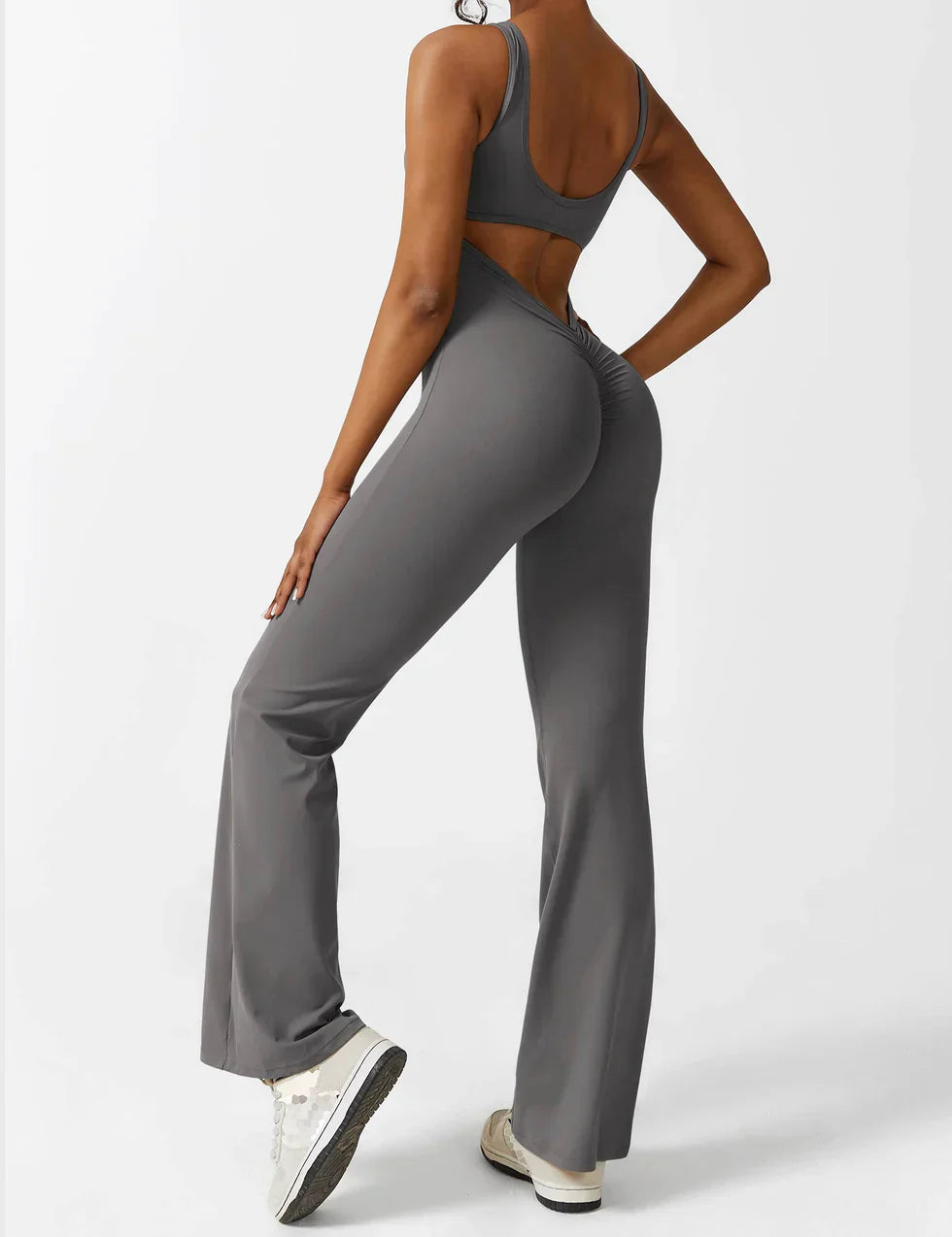 Women’s Flare-Leg Jumpsuit – V-Back Sleeveless