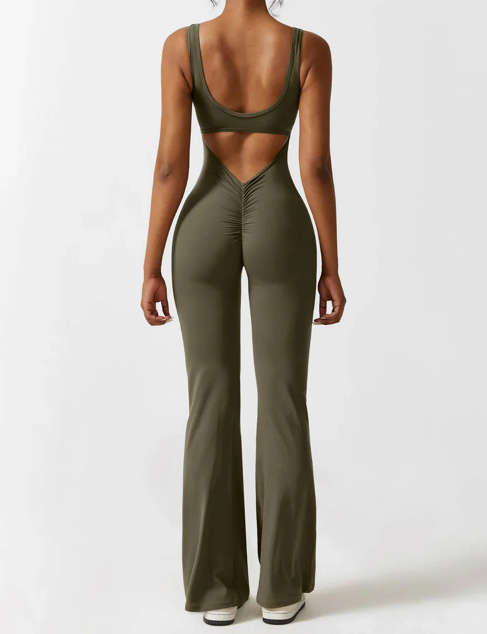 Women’s Flare-Leg Jumpsuit – V-Back Sleeveless
