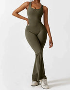 Women’s Flare-Leg Jumpsuit – V-Back Sleeveless