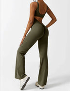 Women’s Flare-Leg Jumpsuit – V-Back Sleeveless