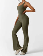 Women’s Flare-Leg Jumpsuit – V-Back Sleeveless