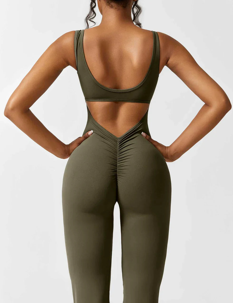 Women’s Flare-Leg Jumpsuit – V-Back Sleeveless