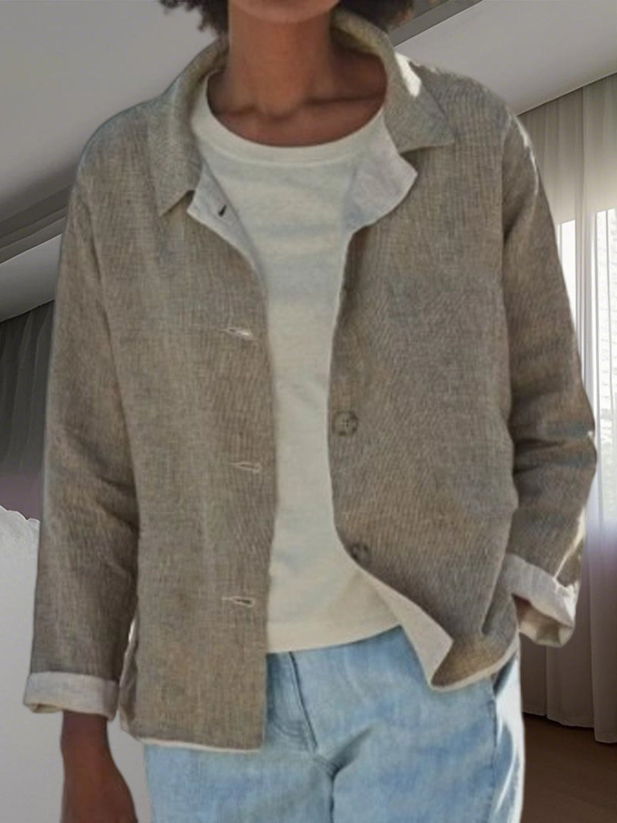 Collared Button Up Transitional Jacket