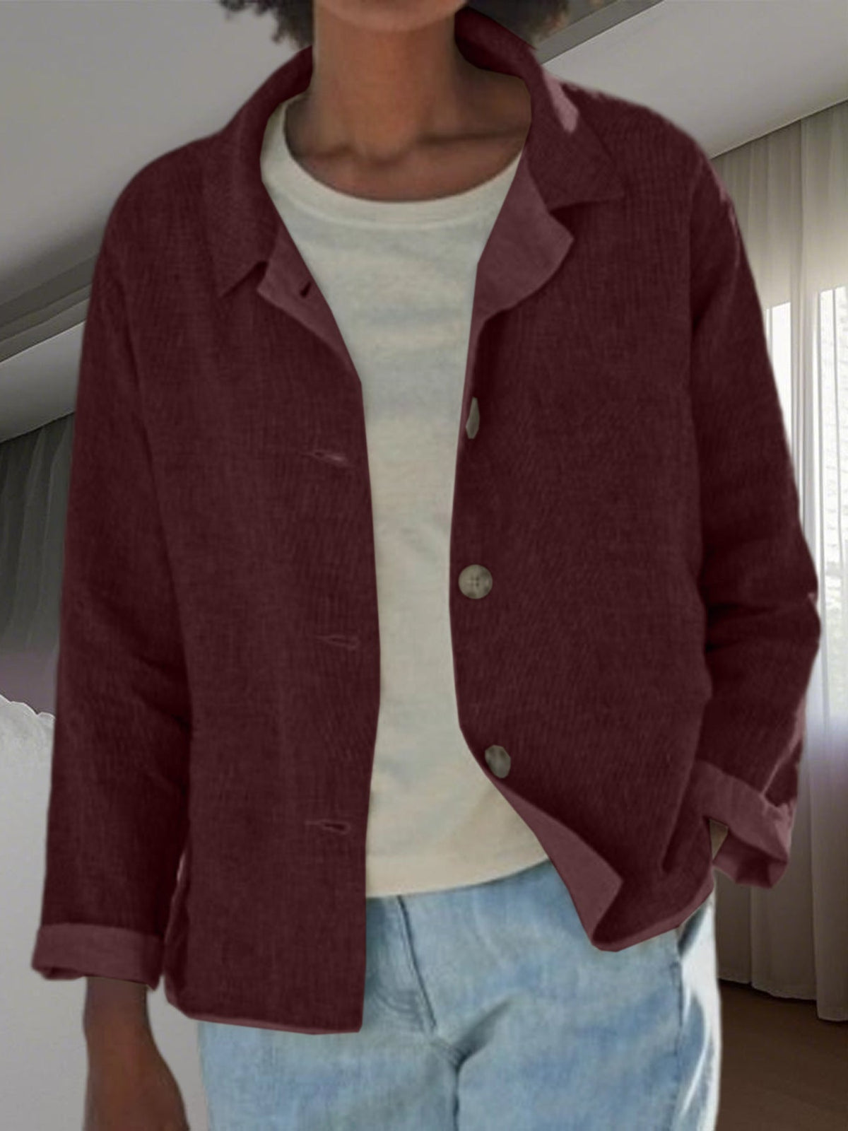 Collared Button Up Transitional Jacket