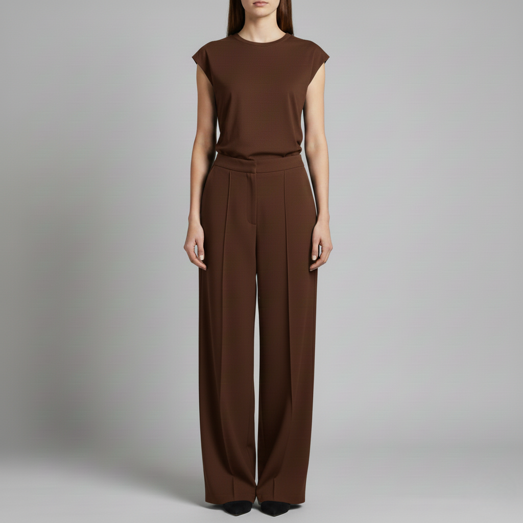Wide Leg Pants with Front Seam