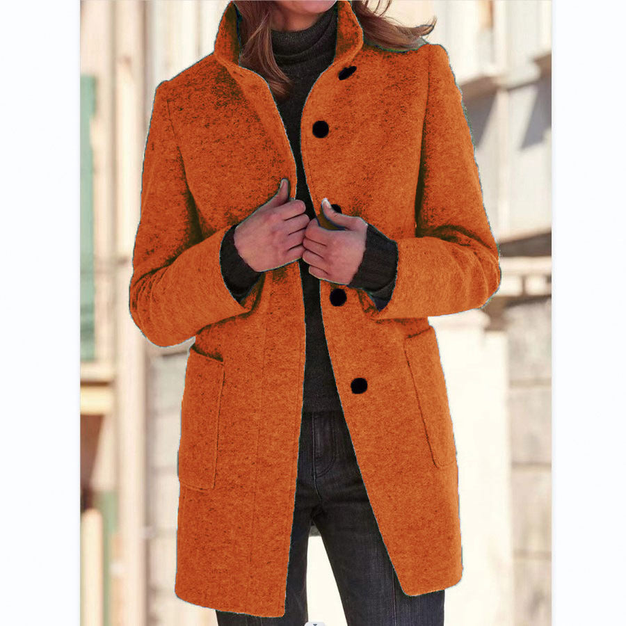 Retro Buttoned Stand Collar Windbreaker