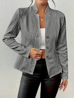 Elegant Long-Sleeve Draped Open Jacket
