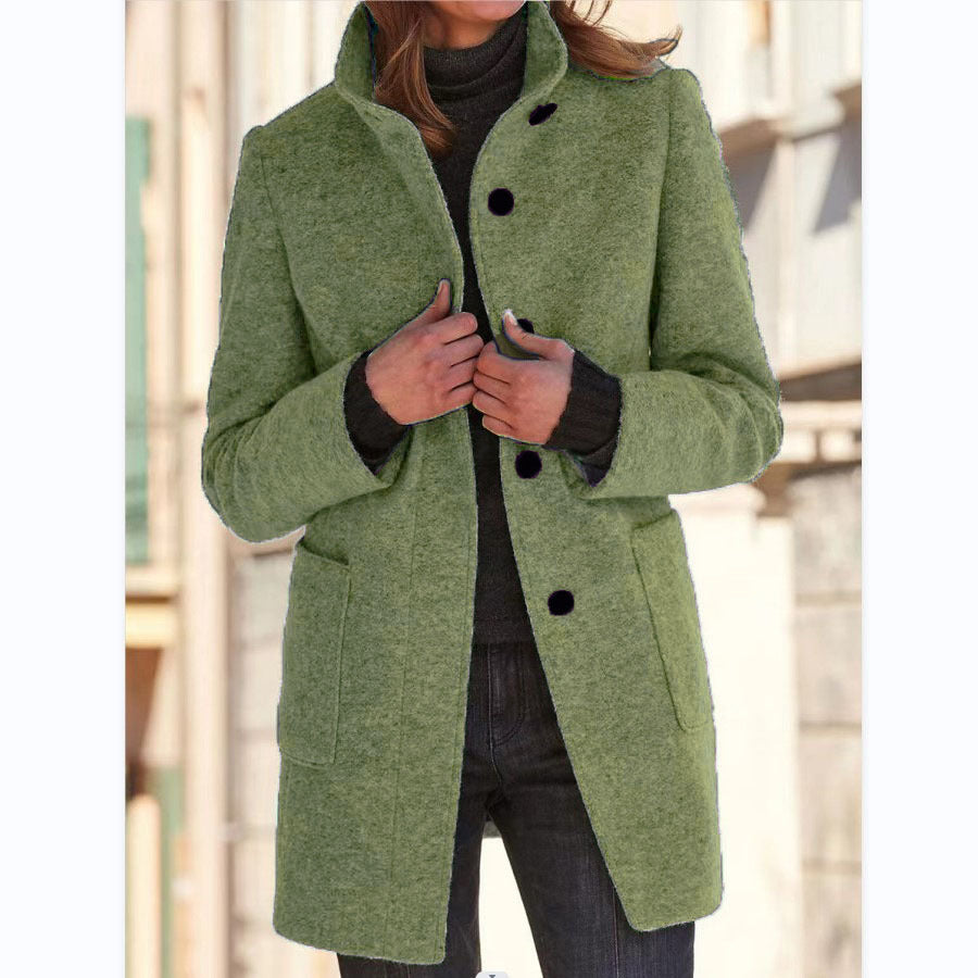 Retro Buttoned Stand Collar Windbreaker
