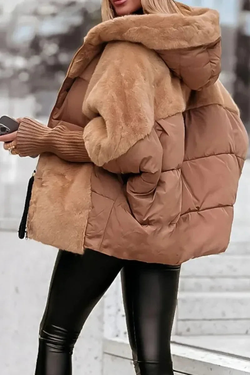 Quilted Hooded Winter Cape Coat