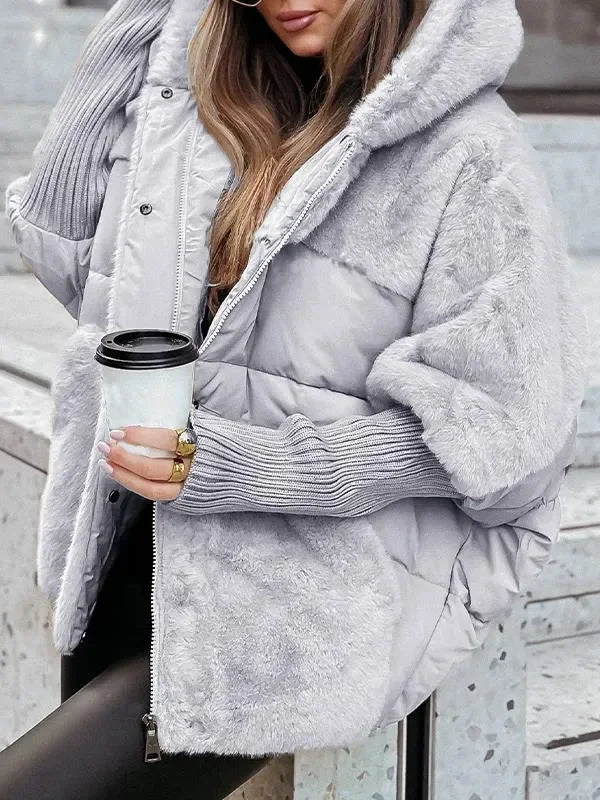 Quilted Hooded Winter Cape Coat