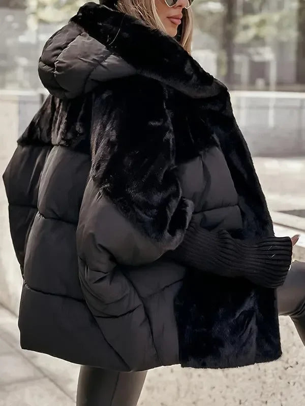 Quilted Hooded Winter Cape Coat