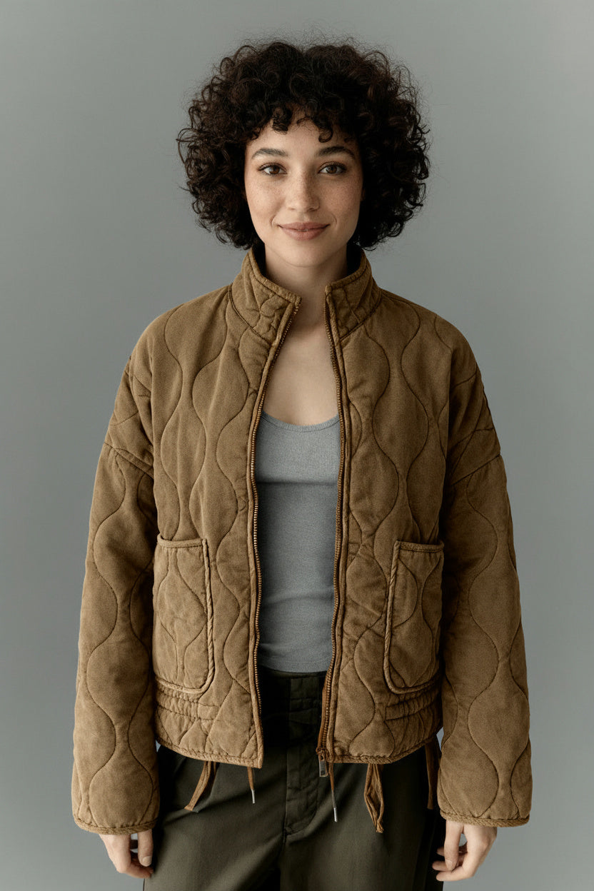 High-Collar Quilted Warm Padded Jacket