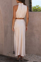 Women’s Halter-Neck Two-Piece Set – Cropped Top and Skirt