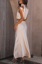 Women’s Halter-Neck Two-Piece Set – Cropped Top and Skirt