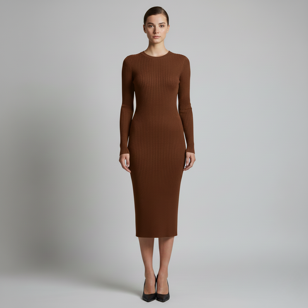 Ribbed Midi Dress (Long Sleeve)