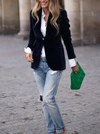 Elegant Velvet Tailored Evening Blazer