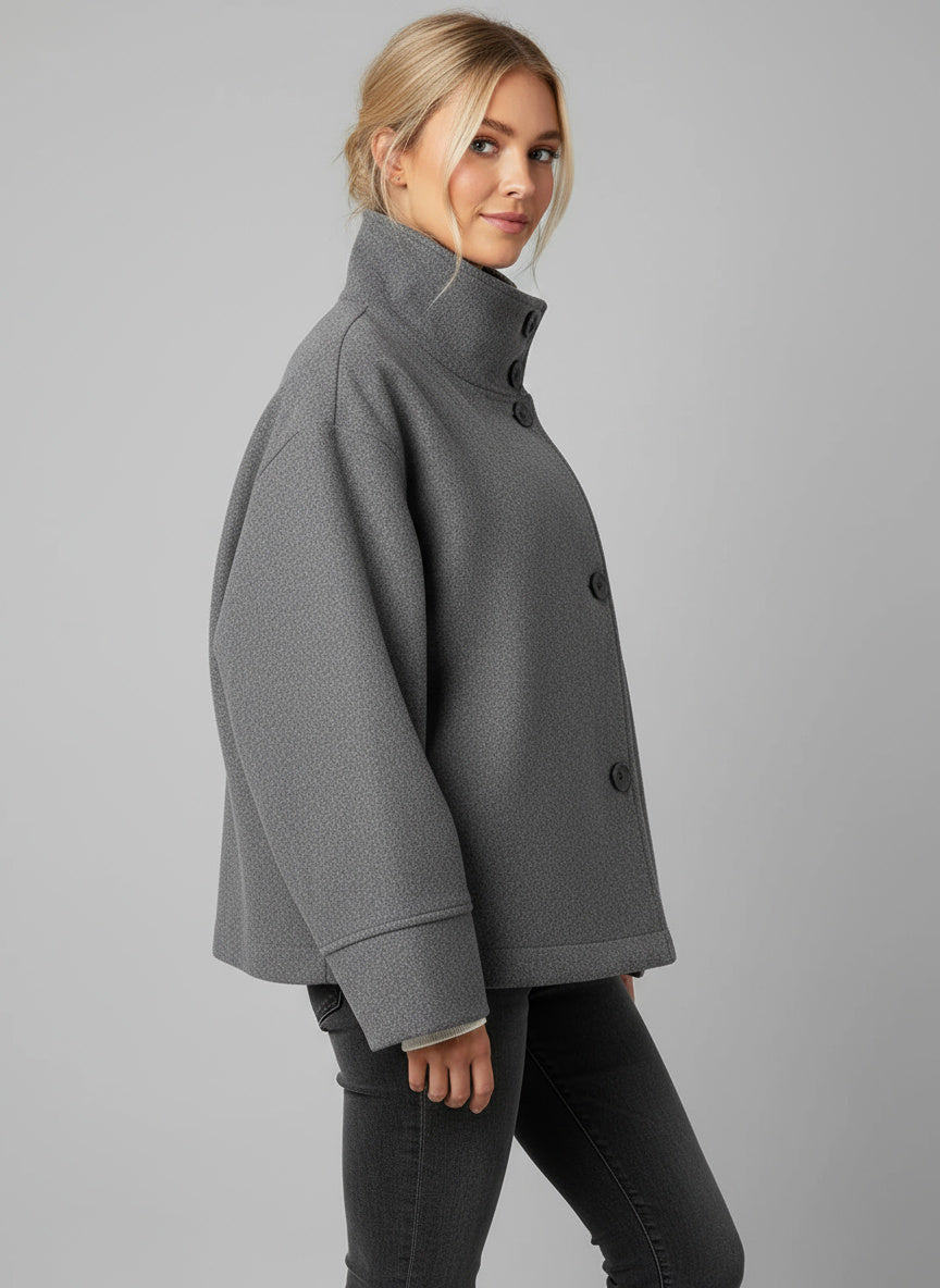 Cropped Stand Collar Women's Jacket