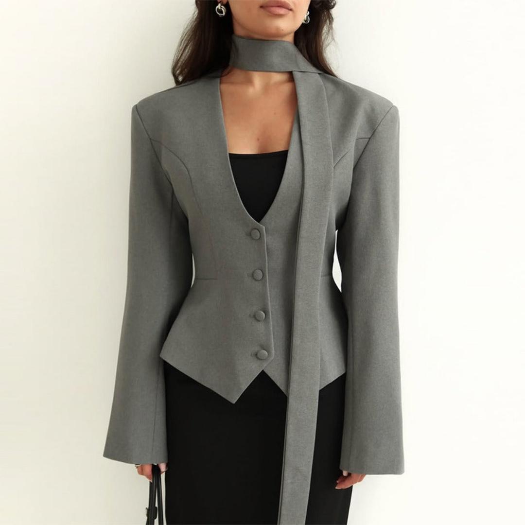 Stylish Women's Blazer With Scarf