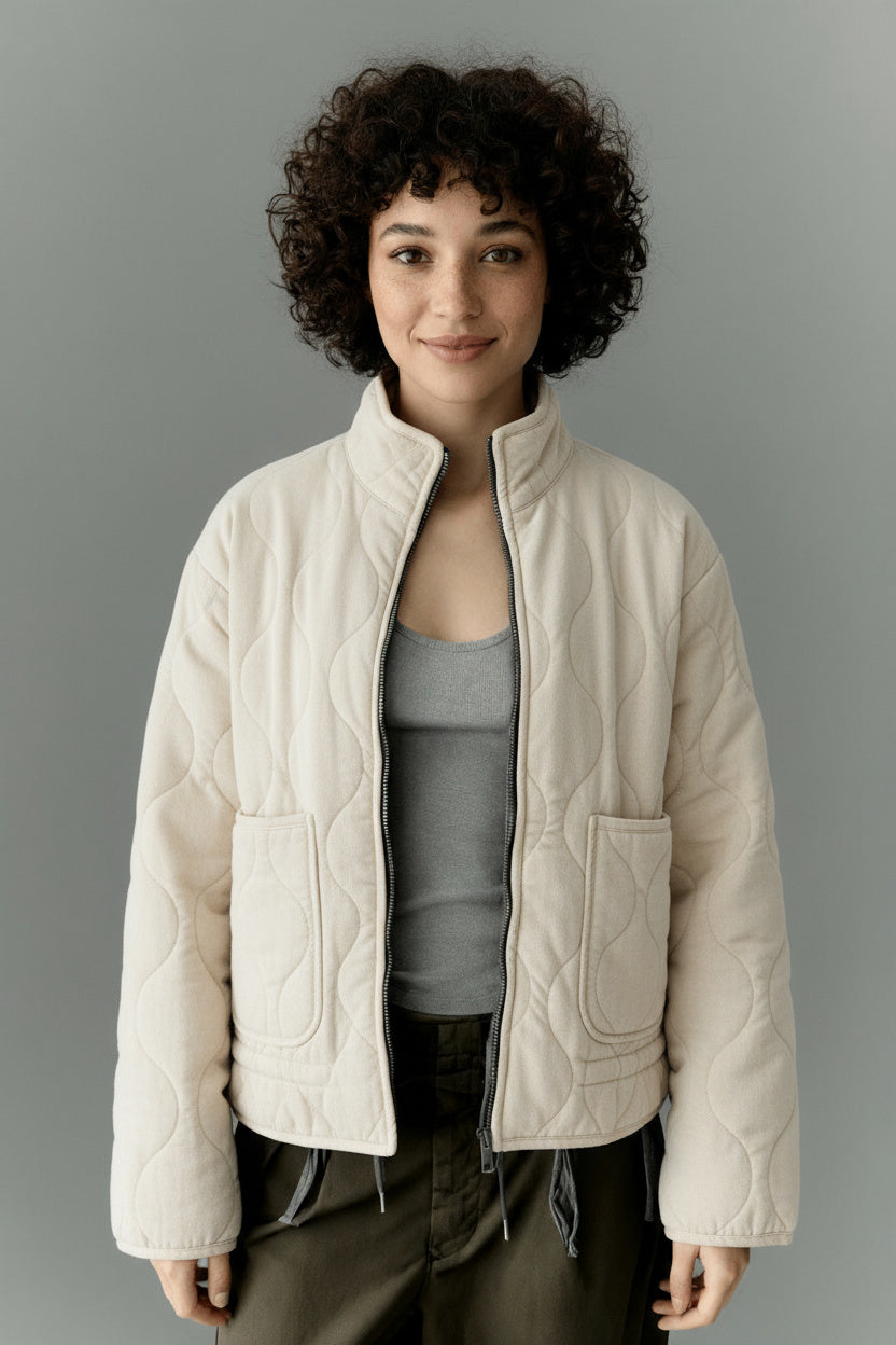 High-Collar Quilted Warm Padded Jacket