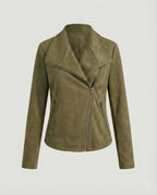 Faux Leather Asymmetric Biker Jacket