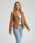 Faux Leather Asymmetric Biker Jacket