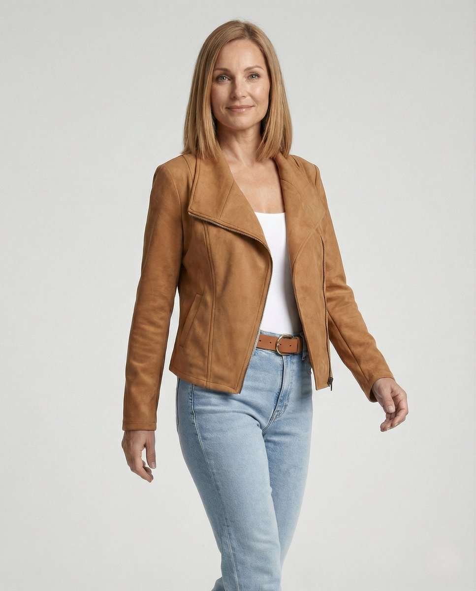 Faux Leather Asymmetric Biker Jacket